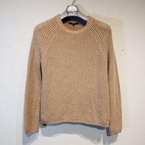 Quince Fisherman Sweater Women's L Organic Cotton Camel Coastal Crew Neck